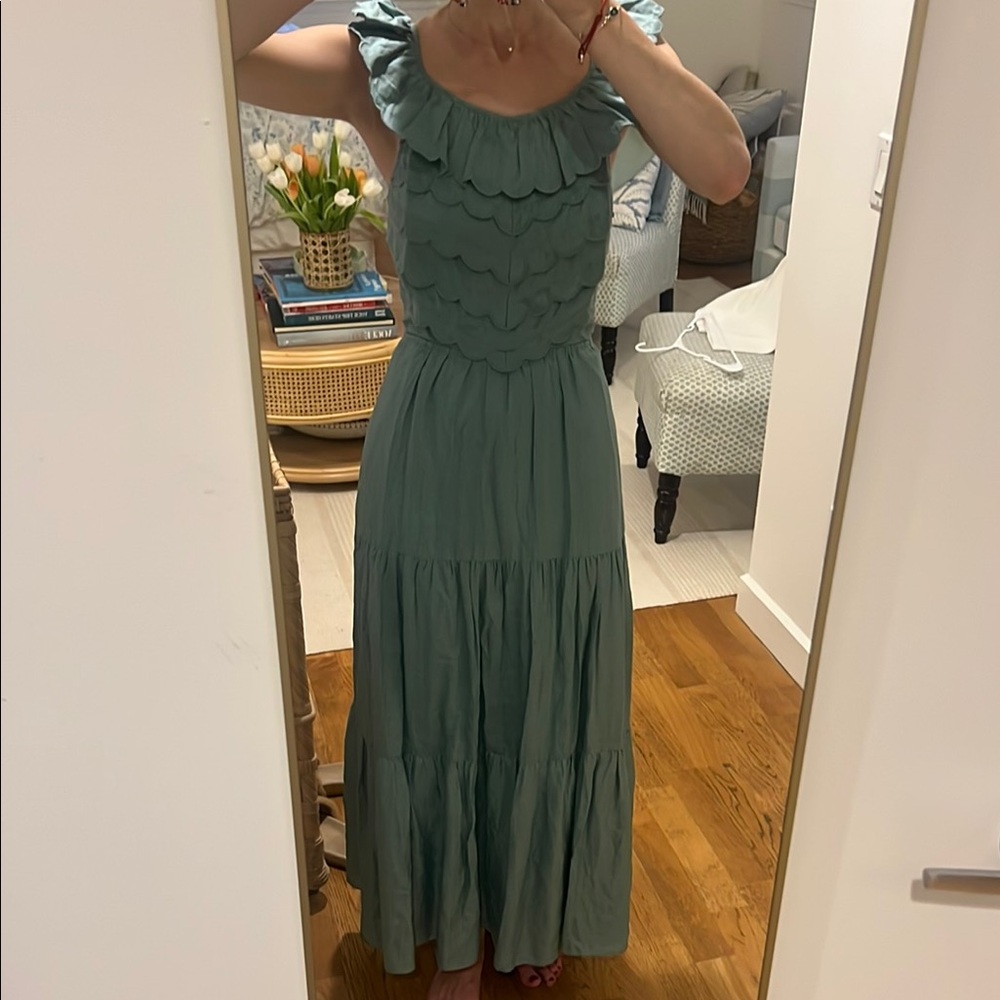 Sea New York Green Ruffled Maxi Sundress